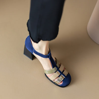 Sandalias Elegantes con Tacón Grueso y Hebilla en Gamuza de Cordero - Image 12