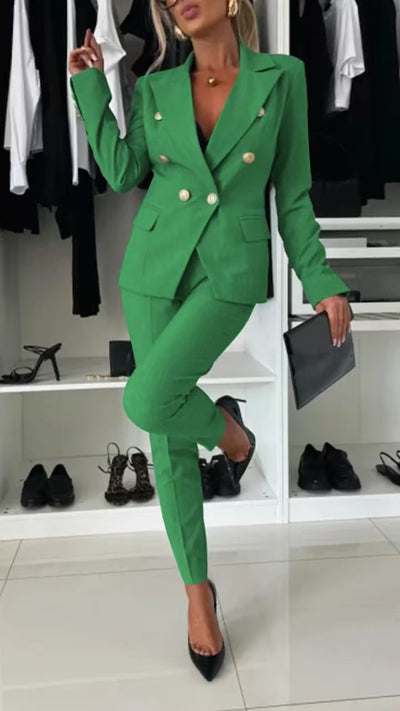 Blazer Doble Botonadura Slim con Pantalón Deportivo Mujer - Image 17