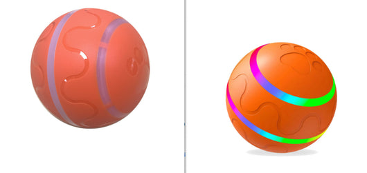 Orange pet wicked ball toy with colorful LED lights and a yellow paw-shaped remote control. - Image 17