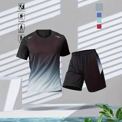 Conjunto Deportivo Casual de Verano con Diseño Degradado - Playera y Shorts - Image 3