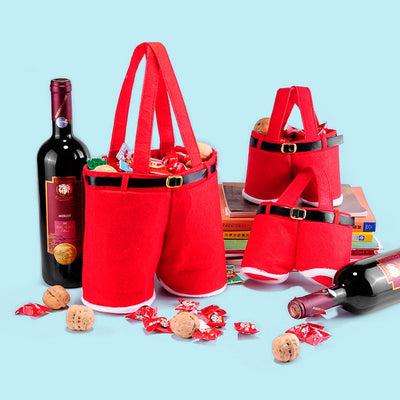Bolsa de Regalo Navideña Estilo Pantalón Santa en Tela de Lana - Image 3