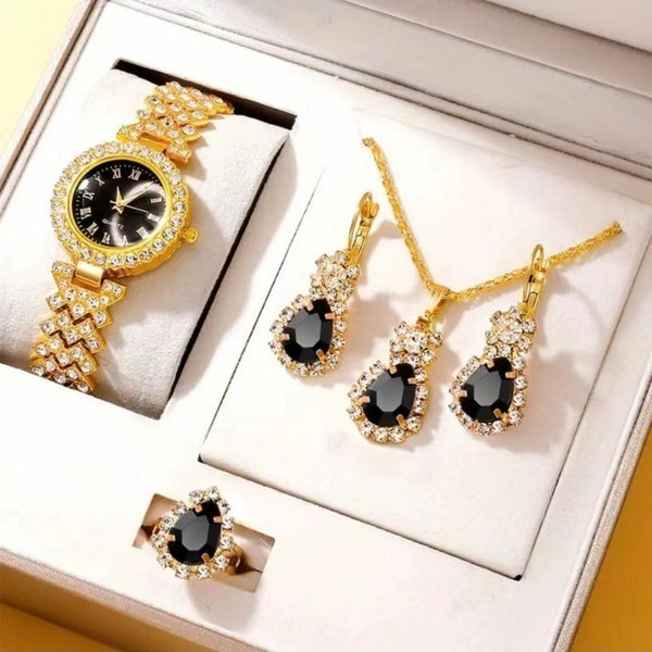 Juego de Reloj y Joyas con Cristales de Colores Cuarzo