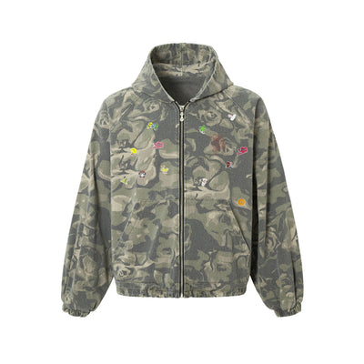 Chaqueta Camuflada con Parches Retro Graffiti - Image 9