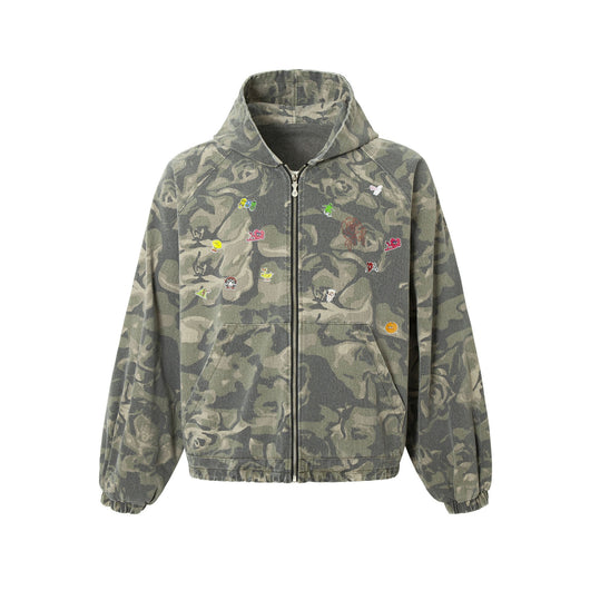 Chaqueta Camuflada con Parches Retro Graffiti - Image 9