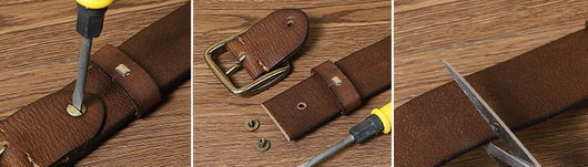 Cinturón de Cuero Genuino Curtido Vegetal Estilo Retro para Hombre - Image 7