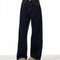 Jeans Retro Patchwork Cuadros Azules para Mujer Corte Recto y Holgado