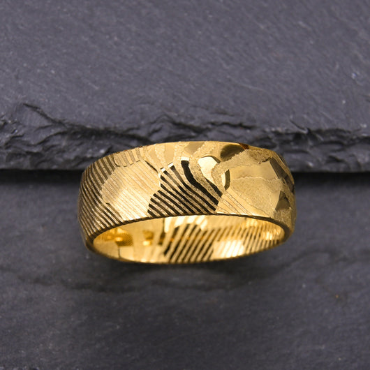 Anillo de Acero Damasceno Chapado en Oro 18K de 8mm - Image 10
