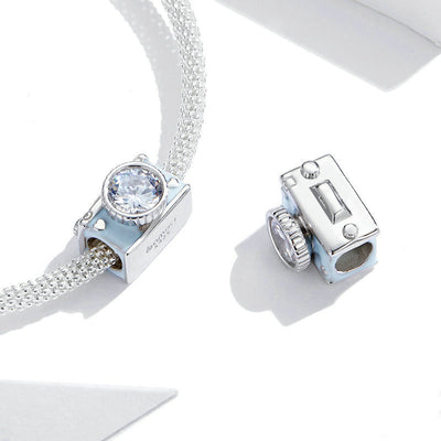 Pulsera de Plata Esterlina con Cámara Brillante y Cuentas - Image 8