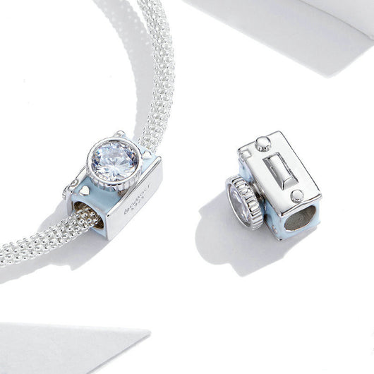 Pulsera de Plata Esterlina con Cámara Brillante y Cuentas - Image 8