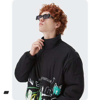 Chaqueta de Algodón para Hombre con Diseño Graffiti y Cierre Relajado - Image 8