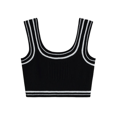 Chaleco Tejido sin Mangas Bicolor Negro y Blanco para Primavera - Image 12