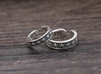 Anillo de Plata Esterlina con Estrella de Cinco Puntas Personalizado para Parejas - Image 11