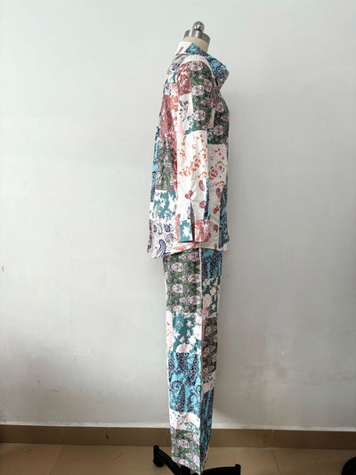 Conjunto Estampado Europeo Americano: Blusa Manga Larga y Pantalón para Mujer - Image 8