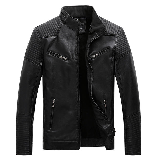Chaqueta de Cuero PU con Forro de Terciopelo para Hombre Talla Grande - Image 10