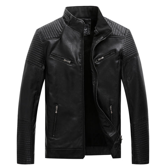 Chaqueta de Cuero PU con Forro de Terciopelo para Hombre Talla Grande - Image 10