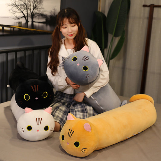 Almohada Gato Grande de Peluche Suave - Muñeco Largo para Abrazar