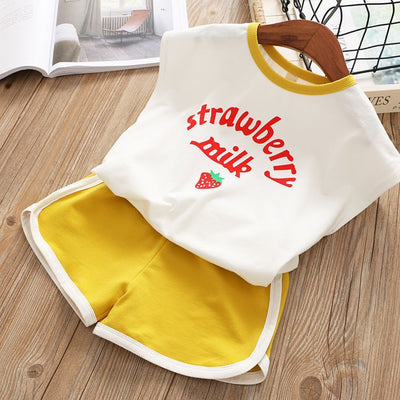 Conjunto de Dos Piezas para Niña con Estampado de Fresas Estilo Coreano - Image 3