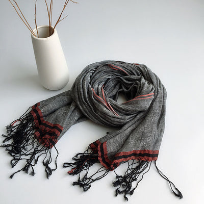 Bufanda Oversized de Lino y Cáñamo Gris Unisex - Versátil y Sostenible - Image 3