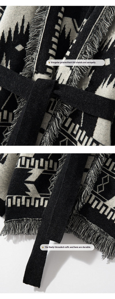Cardigan Vintage con Jacquard y Borlas para Mujer - Image 10