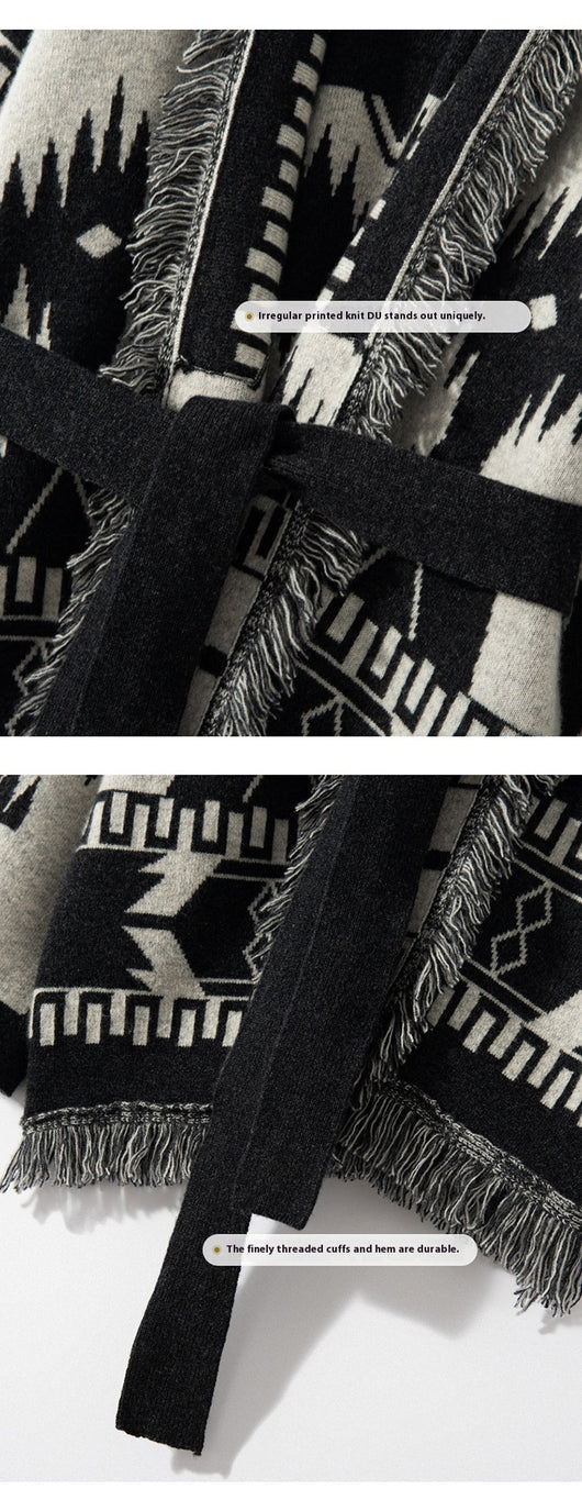 Cardigan Vintage con Jacquard y Borlas para Mujer - Image 10