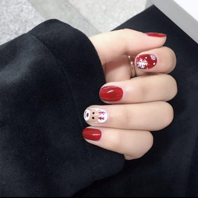 Uñas Postizas Navideñas con Diseño de Reno y Copos de Nieve - Image 6
