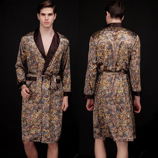 Pijama Largo de Seda Helada para Hombre - Comodidad Fresca para el Verano