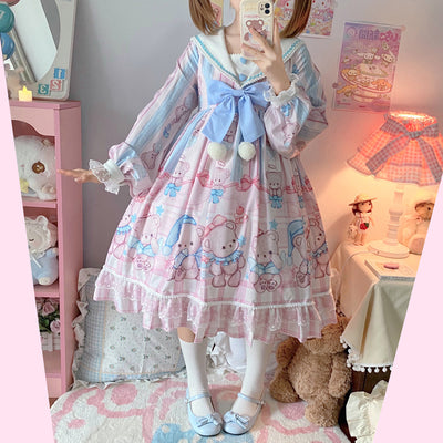 Vestido Lolita Soft Girl Osito Soñador de Manga Larga - Image 7