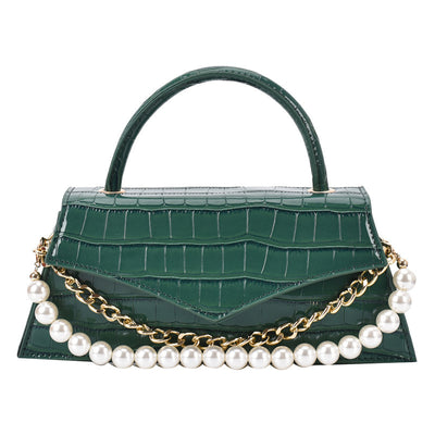 Bolso Cuadrado Pequeño con Patrón Retro y Perla, Bandolera de Moda - Image 28