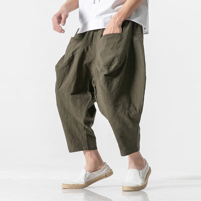 Pantalones Holgados de Algodón y Lino para Hombre - Image 8