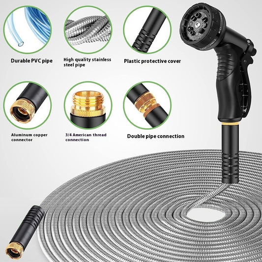 Manguera de Jardín Acero Inoxidable Premium - Resistente y Duradera