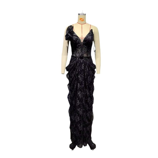 Vestido Negro Elegante sin Mangas con Encaje Floral y Espalda Descubierta Reductor - Image 5