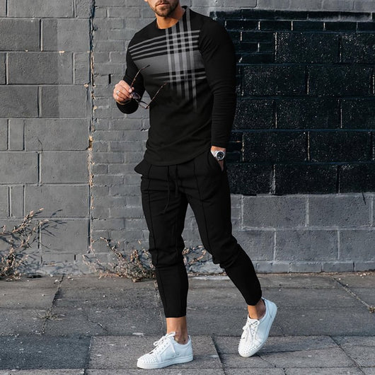 Conjunto Elegante de Pantalón y Camiseta Manga Larga para Hombre - Image 12