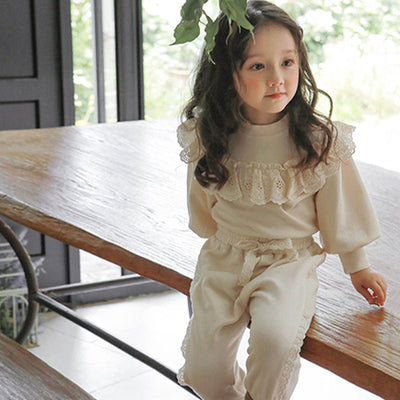 Suéter Infantil Estilo Occidental con Mangas Farol y Volantes