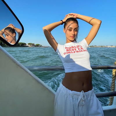 Crop Top Estilo Europeo y Americano con Letras Personalizadas