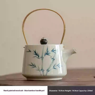 Tetera de Bambú Pintada a Mano con Juego de 2 Tazas - Image 8