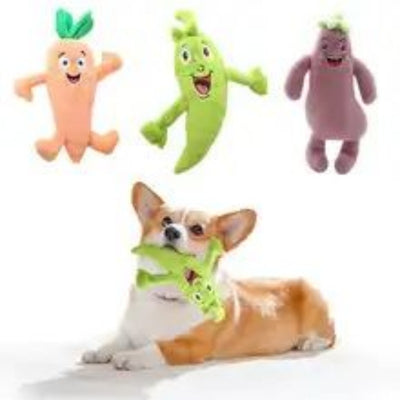 Juguete Masticable para Perros Medianos y Grandes - Verduras Crujientes con Sonido