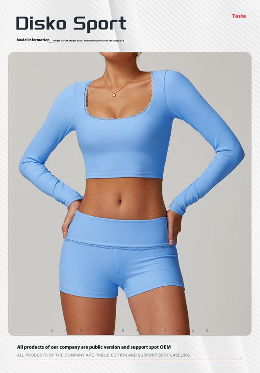 Playera Deportiva Ajustada de Manga Larga - Ropa Yoga Transpirable y Secado Rápido - Image 24