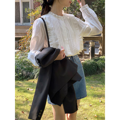 Blusa Elegante de Botones con Cuello Loto - Image 9