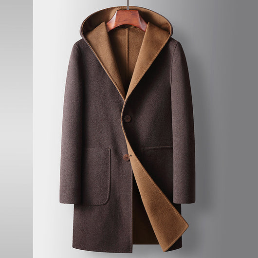 Abrigo de Lana Reversible para Hombre con Capucha - Image 5