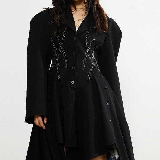Abrigo de Línea Abierta con Dobladillo Irregular - Estilo Retro Oversized - Image 11