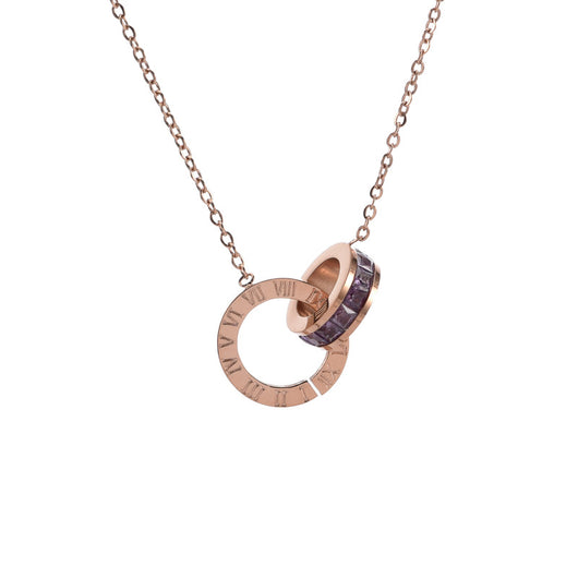 Collar de Acero de Titanio para Mujer con Anillos y Números Romanos - Image 5
