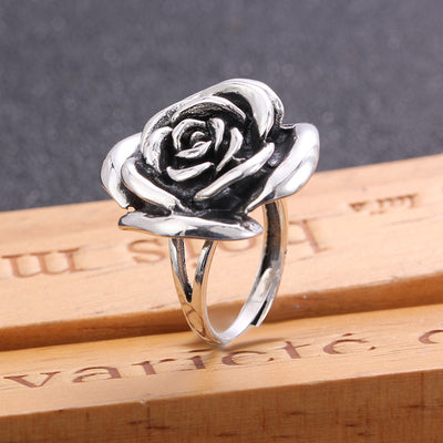 Anillo de Plata 925 Tallado Tridimensional con Diseño Vintage y Rosa Natural - Image 5