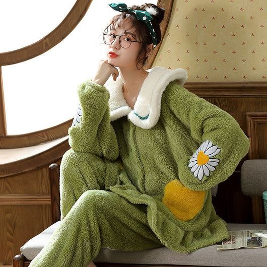 Pijama Coreano Grueso y Suave de Franela para Casa - Image 30