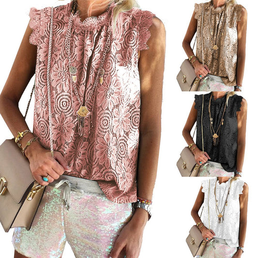 Blusa sin Mangas con Encaje para Mujer