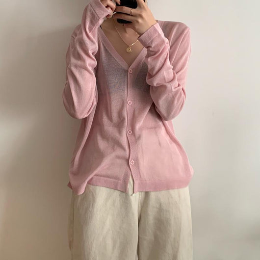 Cardigan de Seda de Hielo Tejido Fino con Protección Solar para Mujer - Image 9