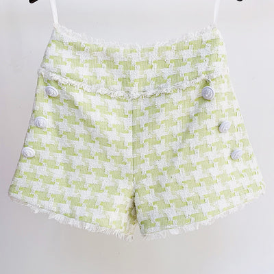 Shorts de Tweed Pata de Gallo Brillantes con Flecos - Image 7