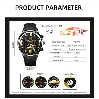 Reloj de Negocios DEYROS para Hombre con Calendario y Movimiento de Cuarzo - Image 13