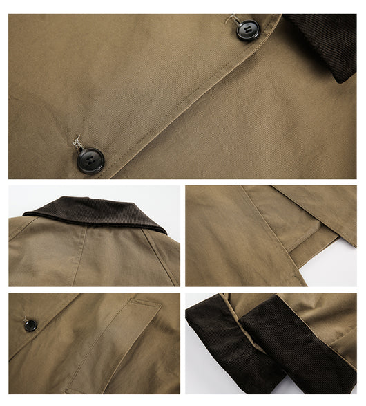 Abrigo Trench Casual Holgado con Contraste de Colores y Solapas - Image 8