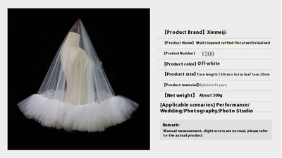 Velo Nupcial Voluminoso de Doble Capa - Blanco Elegante para Sesiones Fotográficas - Image 8