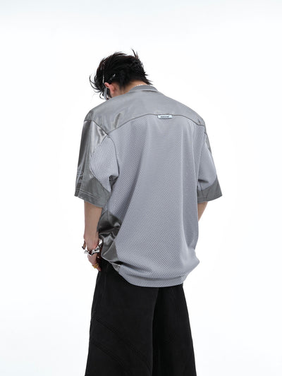Blusa Suelta de Malla Plateada con Manga Corta - Image 14